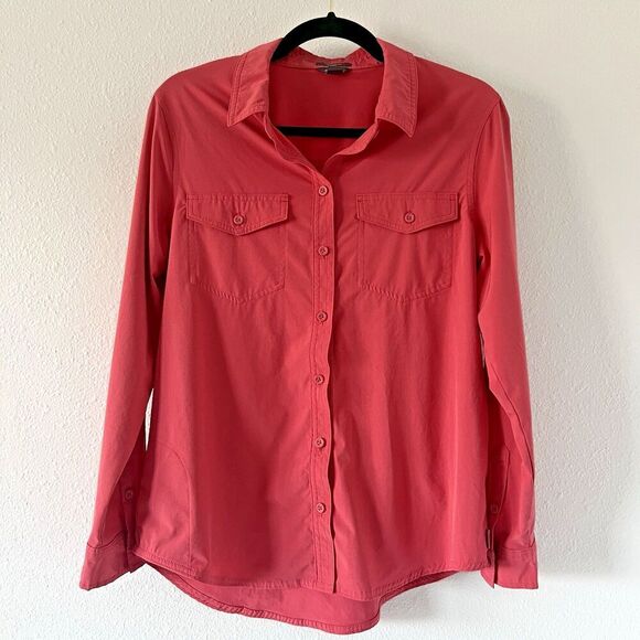 Eddie Bauer Tops - Eddie Bauer Departure Shirt Womens M Classic Fit Pink Long Sleeve Button Down